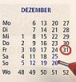 Kalender: Stichtag 31. Dezember